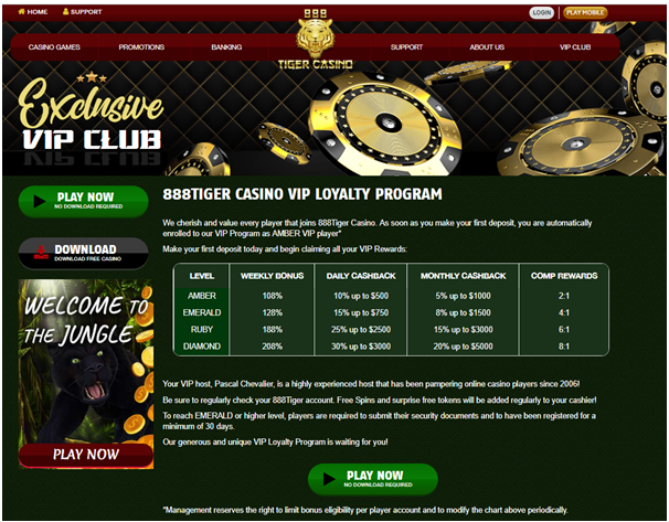 vip bonus at 888 tiger casino