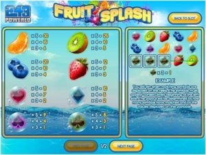 Fruit splash slot- Paytable