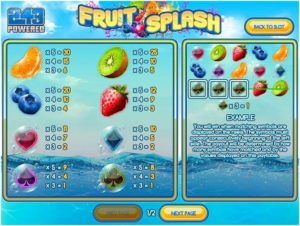 Fruit splash slot- Paytable