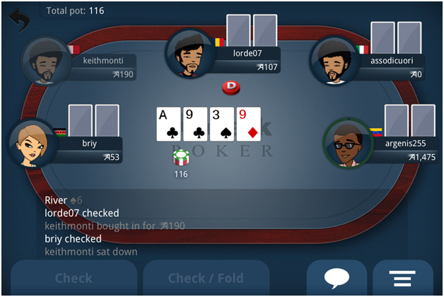 Online poker game
