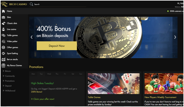 Rich casino BTC bonus